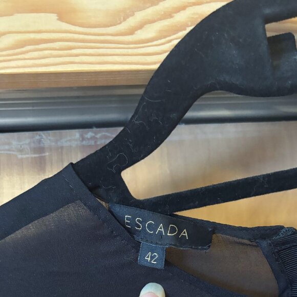 ESCADA Dress, Designer Shift full sleeve silk blend Purple Dress Sheer Black - Picture 6 of 7